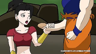 Kale gives goku a handjob