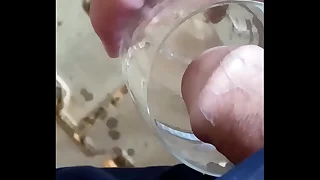 Public garden wank and piss in glass