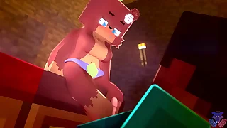 Furry quadrado masturbando o Steve com os p&eacute;s