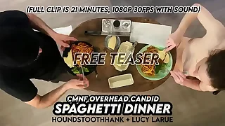 CMNF Overhead Candid Spaghetti Work as