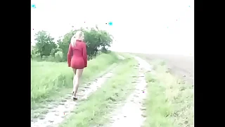 Blonde beauty Pissing in a few Places