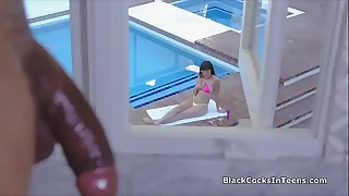 Bikini teen fat black cocked in the bathroom