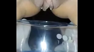 Slim Sexy pissing take glass