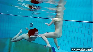 Hot Russian girls swimming with regard to the pool